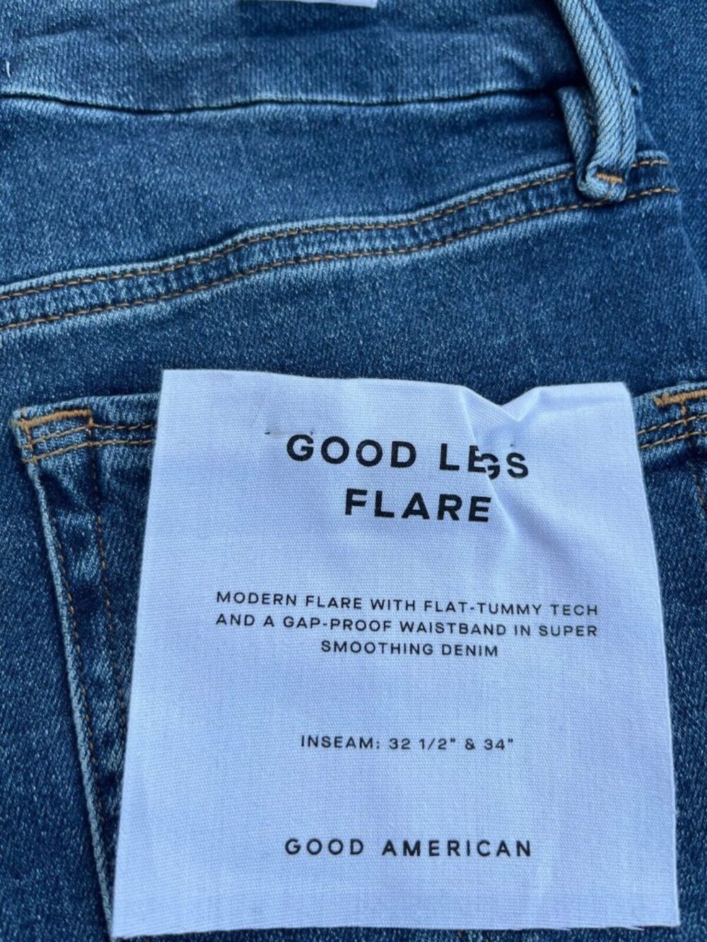Good American Good Legs Flare Jeans Sz 4 15 NWT Cashmere Blend High Rise - Picture 5 of 15